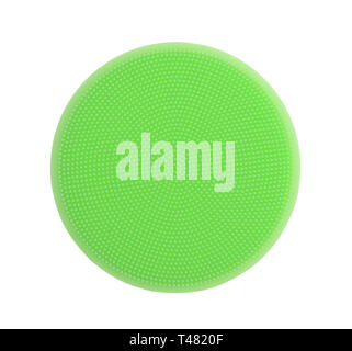 Verde rotondo tabella di silicone coaster isolato su bianco Foto Stock