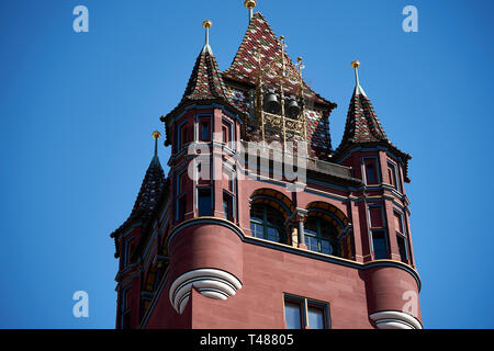 La torre del municipio di Basilea in Svizzera Foto Stock