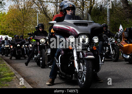 22000 moto rode attraverso Londra il 12 aprile 2019 per protestare contro la repressione del soldato F per Bloody Sunday Foto Stock