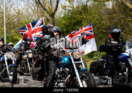 22000 moto rode attraverso Londra il 12 aprile 2019 per protestare contro la repressione del soldato F per Bloody Sunday Foto Stock