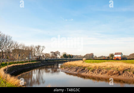 Cartford ponte a pedaggio e casello poco Eccleston con Larbreck che attraversa il fiume Wyre e collega con Salisbury Lancashire England Regno Unito Foto Stock
