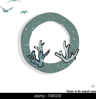 Logo di Symbol modello. Illustrazione Vettoriale. Subacquea corallo del logo su sfondo bianco Illustrazione Vettoriale