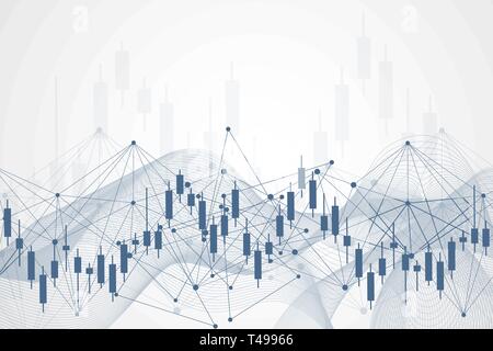 Mercato azionario o forex trading grafico. Grafico nel mercato finanziario illustrazione vettoriale Abstract background finanziario. Illustrazione Vettoriale