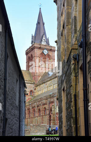 St Magnus Cathedral, Broad Street, Kirkwall, la terraferma, Orkney Islands, Isole del Nord, Scozia, Regno Unito Foto Stock