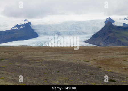 Islanda ghiacciaio. Il ghiacciaio Vatnajokull visualizza, sud Islanda paesaggio. Foto Stock