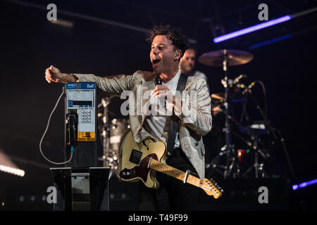 Canadian rock band Arkells effettuando al Pacific Coliseum di Vancouver, BC il 2 febbraio, 2019 Foto Stock