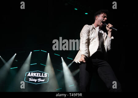 Canadian rock band Arkells effettuando al Pacific Coliseum di Vancouver, BC il 2 febbraio, 2019 Foto Stock