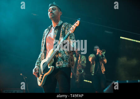 Canadian rock band Arkells effettuando al Pacific Coliseum di Vancouver, BC il 2 febbraio, 2019 Foto Stock