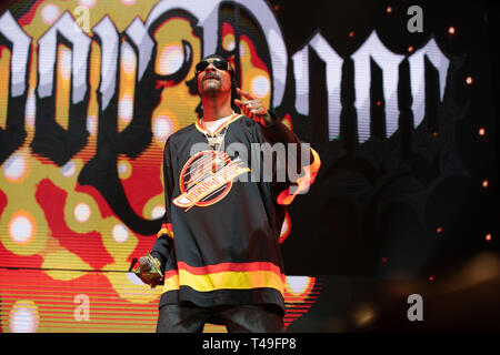 Rapper americano Snoop Dogg effettuando in corrispondenza di Rogers Arena di Vancouver, BC nel febbraio 22nd, 2019 Foto Stock