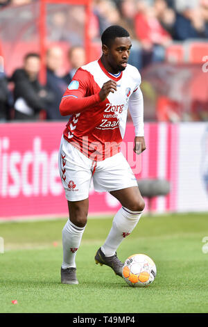 Utrecht, Paesi Bassi. Xiv Apr, 2019. Nieuw Galgenwaard, stagione 2018 / 2019, Eredivisie, FC Utrecht player Gyrano Kerk durante la partita FC Utrecht - Vitesse 0-0 Credito: Pro scatti/Alamy Live News Foto Stock