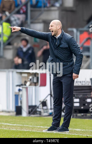 TILBURG - 14-04-2019, Koning Willem II stadion olandese Eredivisie calcio stagione 2018 / 2019. PEC Zwolle trainer Jaap Stam durante il match Willem II - PEC. Punteggio finale 2-0. Foto Stock