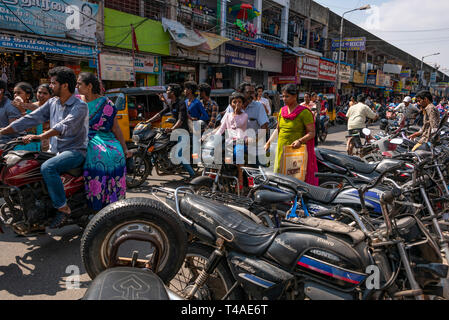 Tipico orizzontale streetview di Pondicherry, India. Foto Stock