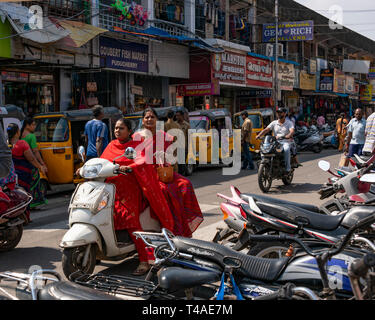 Tipico orizzontale streetview di Pondicherry, India. Foto Stock