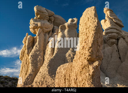 Tuff formazioni rocciose lungo il River Road e Rio Grande, Big Bend Ranch State Park, Texas, Stati Uniti d'America Foto Stock