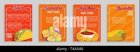 Impostare messicano di fast food volantini,banner. Illustrazione Vettoriale