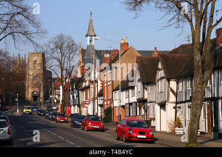 Tipica architettura inglese. Città di Warwick nel Warwickshire - West Midlands in Inghilterra. Foto Stock