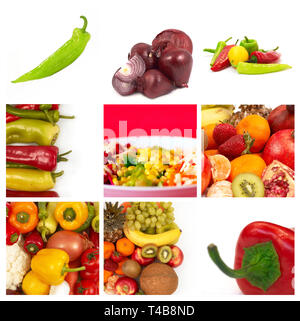 Frutta e verdura collage set di prodotti diversi Foto Stock