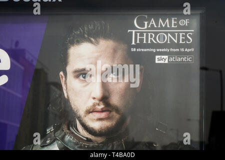 Gioco di troni cartellone a Londra. Gioco di troni è una serie televisiva realizzata per HBO Foto Stock