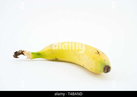 O di banane plantano isolati su sfondo bianco. Questa frutta tropicale ha nutrienti come potassio e magnesio. Foto Stock