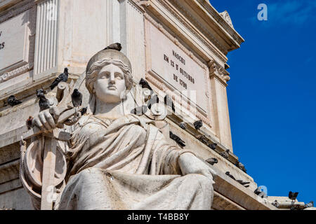 Saeule, Rossio-Platz, Altstadt, Lisbona, Portogallo Foto Stock