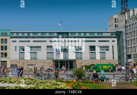 Botschaft Franzoesische, Pariser Platz, nel quartiere Mitte di Berlino, Deutschland, Französische Botschaft Foto Stock