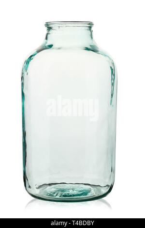 Svuotare il vasetto di vetro isolato su sfondo bianco. Il file contiene il tracciato di ritaglio Foto Stock