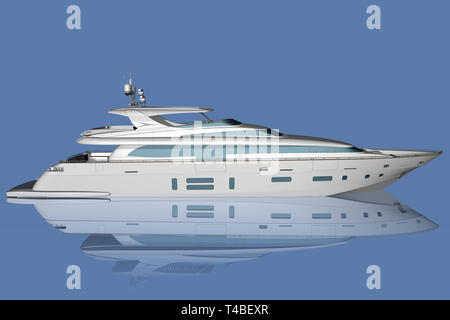 3D'illustrazione. Yacht in mare con lo sfondo del cielo. Foto Stock