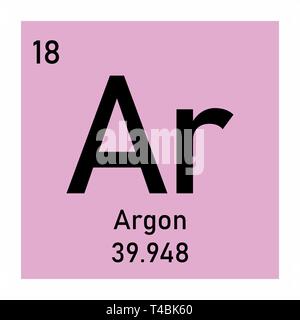 Tavola periodica elemento icona di argon Illustrazione Vettoriale