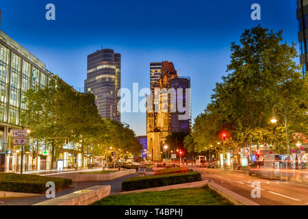 Kaiser-Wilhelm-Gedaechtniskirche, Tauentzien, Charlottenburg di Berlino, Deutschland Foto Stock