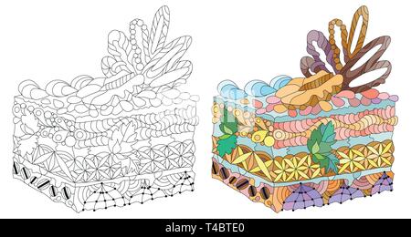 Vector pezzo di torta con ornamenti astratti. Illustrazione Vettoriale