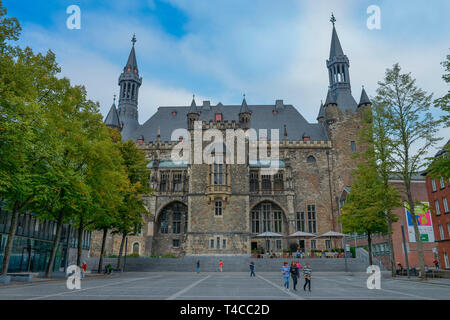 Katschhof, Rathaus, Aachen, Nordrhein-Westfalen, Deutschland Foto Stock