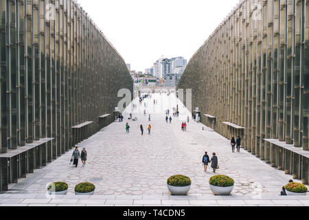 SEOUL, Corea del Sud,26 Ottobre 2016: Lo studente e il viaggiatore a piedi a EWHA WOMANS UNIVERSITY Foto Stock