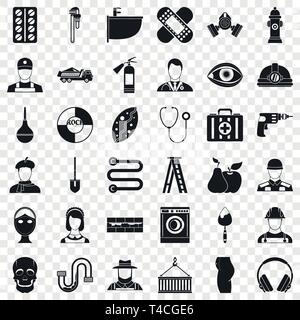 Buon lavoro set di icone, stile semplice Illustrazione Vettoriale