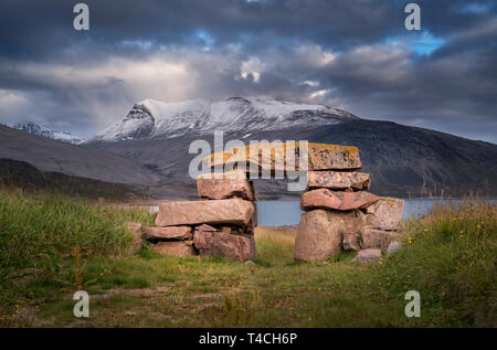 Le antiche rovine, Igaliku, Gardar, Groenlandia Foto Stock