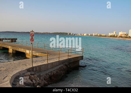 Mare Mediterraneo, spagna maiorca isola, mare di Cala Millor resort Foto Stock