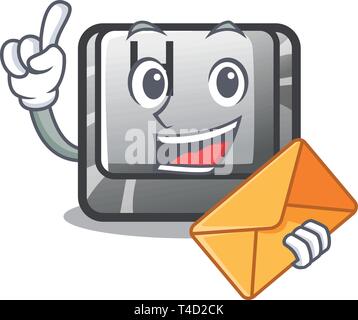 Con il tasto Busta H in forma cartoon Illustrazione Vettoriale