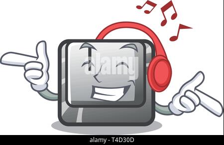 Ascolto di musica pulsante I nel gioco cartoon Illustrazione Vettoriale