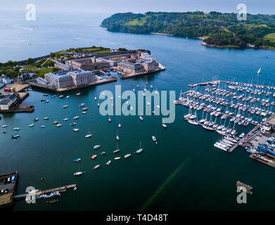 Ariel Vista Dei Cantieri Royal William A Plymouth, Devon, Inghilterra. Foto Stock