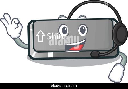 Con Cuffia pulsante shift installato nel gioco cartoon Illustrazione Vettoriale