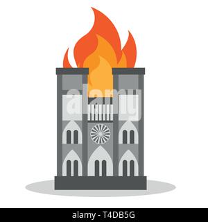 Francia - Aprile 15 2019 fire nella cattedrale di Notre Dame - illustrazione vettoriale Illustrazione Vettoriale