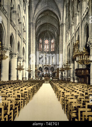 La cattedrale di Notre Dame, interno, Parigi, Francia, circa 1900 Foto Stock