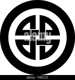Nodo simbolo scudo di protezione antico simbolo icona nella cerchia tonda colore nero illustrazione vettoriale stile piatto semplice immagine Illustrazione Vettoriale