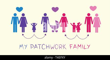 Grande patchwork family concept pittogramma illustrazione vettoriale EPS10 Illustrazione Vettoriale