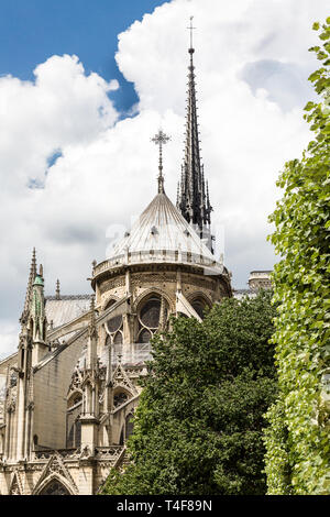 Parigi Storica opinioni con la cattedrale di Notre Dame de Paris e alcuni altri religiosi e architetture tipiche Foto Stock