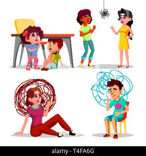 Fobia, ansia, attacchi di panico, depressione Set di vettore Illustrazione Vettoriale