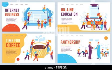 Set di quattro diversi business del vettore concept design delle diapositive Illustrazione Vettoriale