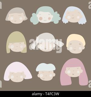 Set of Kawaii Anime Girls with Different Accessories. Stock Vector -  Illustration of design, cartoon: 268228157