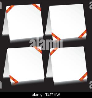 Set di fogli di carta come nota pad con fascette rosse, illustrazione vettoriale Illustrazione Vettoriale