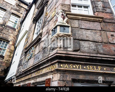 John Knox House sul Royal Mile nella città vecchia di Edimburgo, Scozia Foto Stock