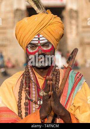 Ritratto di un Sadhu (uomo santo), Hampi, India Foto Stock